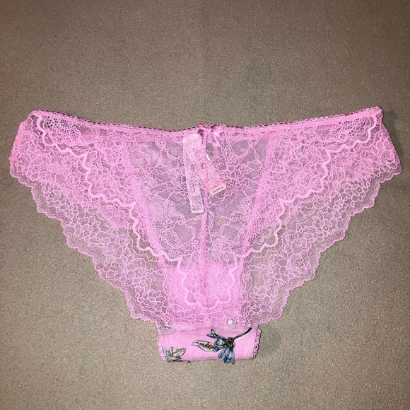 VICTORIA'S SECRET DREAM ANGELS EMBROIDERED MESH CHEEKY FLORAL PANTY M NWT - Picture 4 of 7